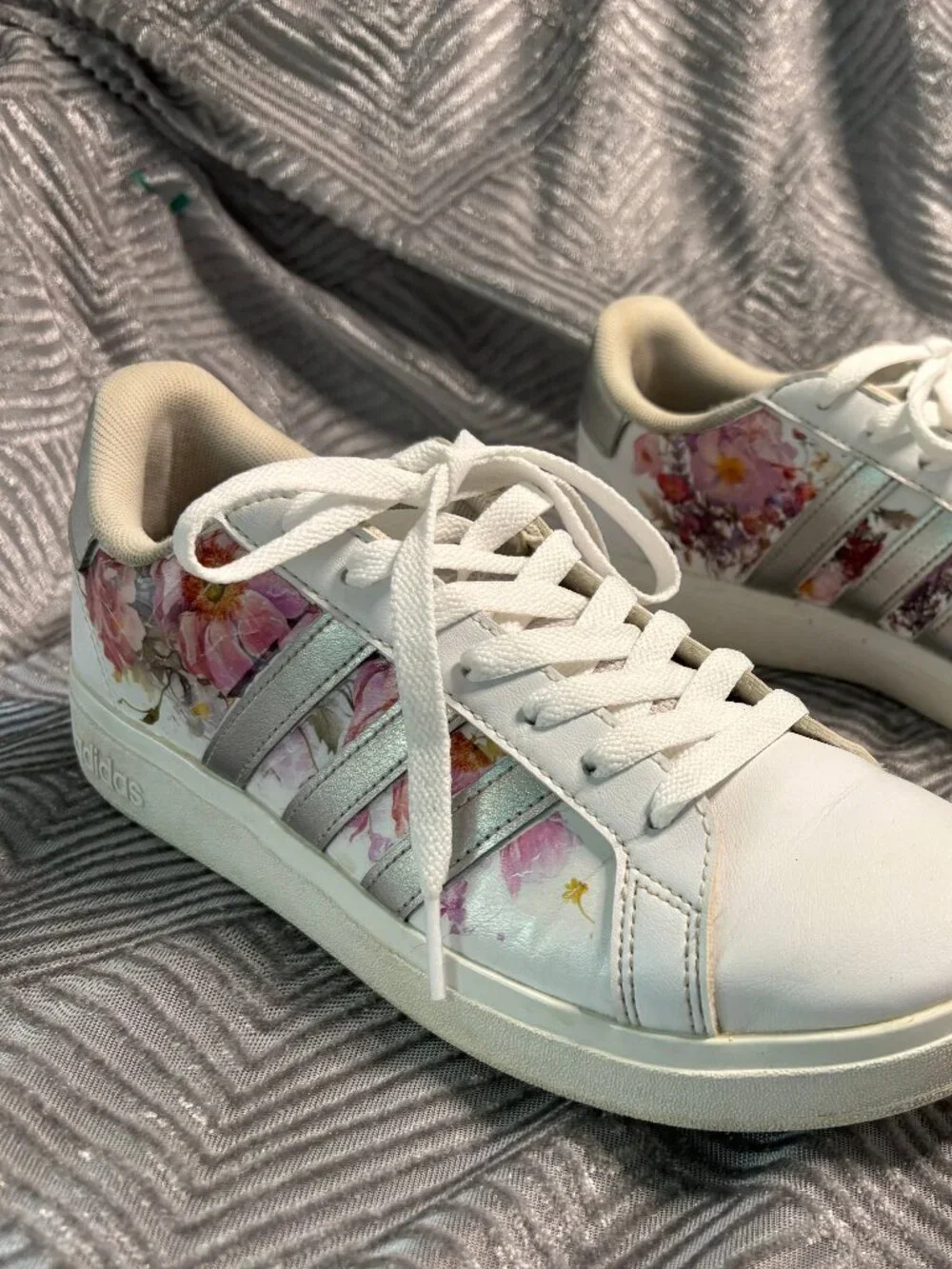Upcycled Floral Sneakers | Hand-Embellished Adidas Shoes | Women’s Size 6.5